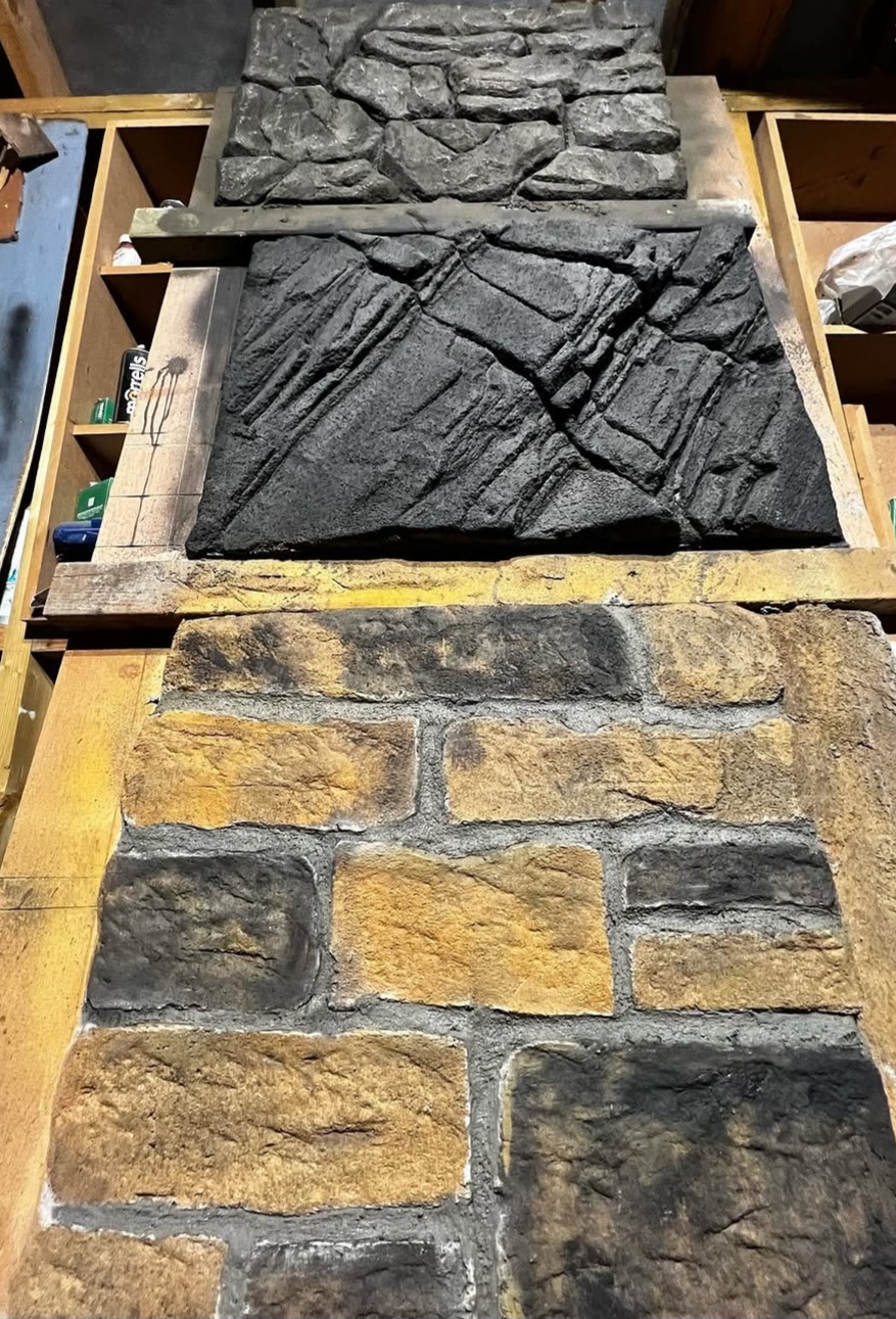 Rock and stone panels being crafted in the workshop